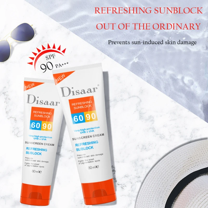 Face Body Whitening Sunscreen SPF90+ Refreshing Sun Cream Moisturizing Long-Lasting Skin Protective Sunblock Skin Care 80ml