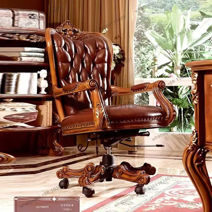XX. European-style computer chair luxury leather writing office chair 2026 European-style