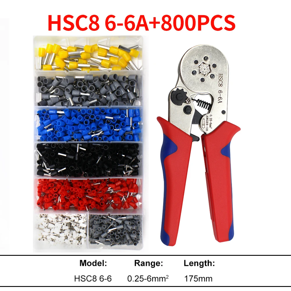 

Mini Electrical Pliers Tubular Terminal Crimping Tools HSC8 6-4 0.25-10mm² 23-7AWG 6-6 0.25-6mm² High Precision Clamp Sets