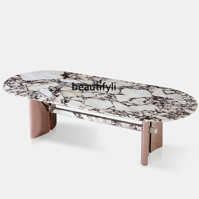 Natural Luxury Stone Dining Table Light Luxury Modern Italian High-End Drop-Shaped Marble Dining Table