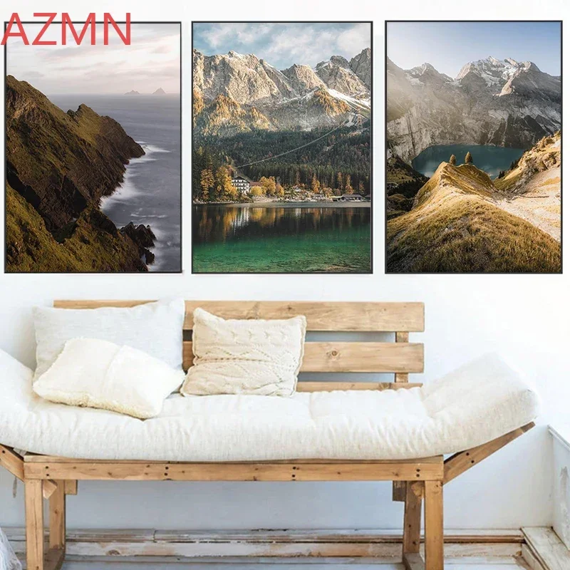 الحديثة جبال الألب الفرنسية المناظر الطبيعية مونت بلانك قمة/Oeschinensee الفن الملصقات قماش لوحات صور فنية للجدران ديكور المنزل هدية #2