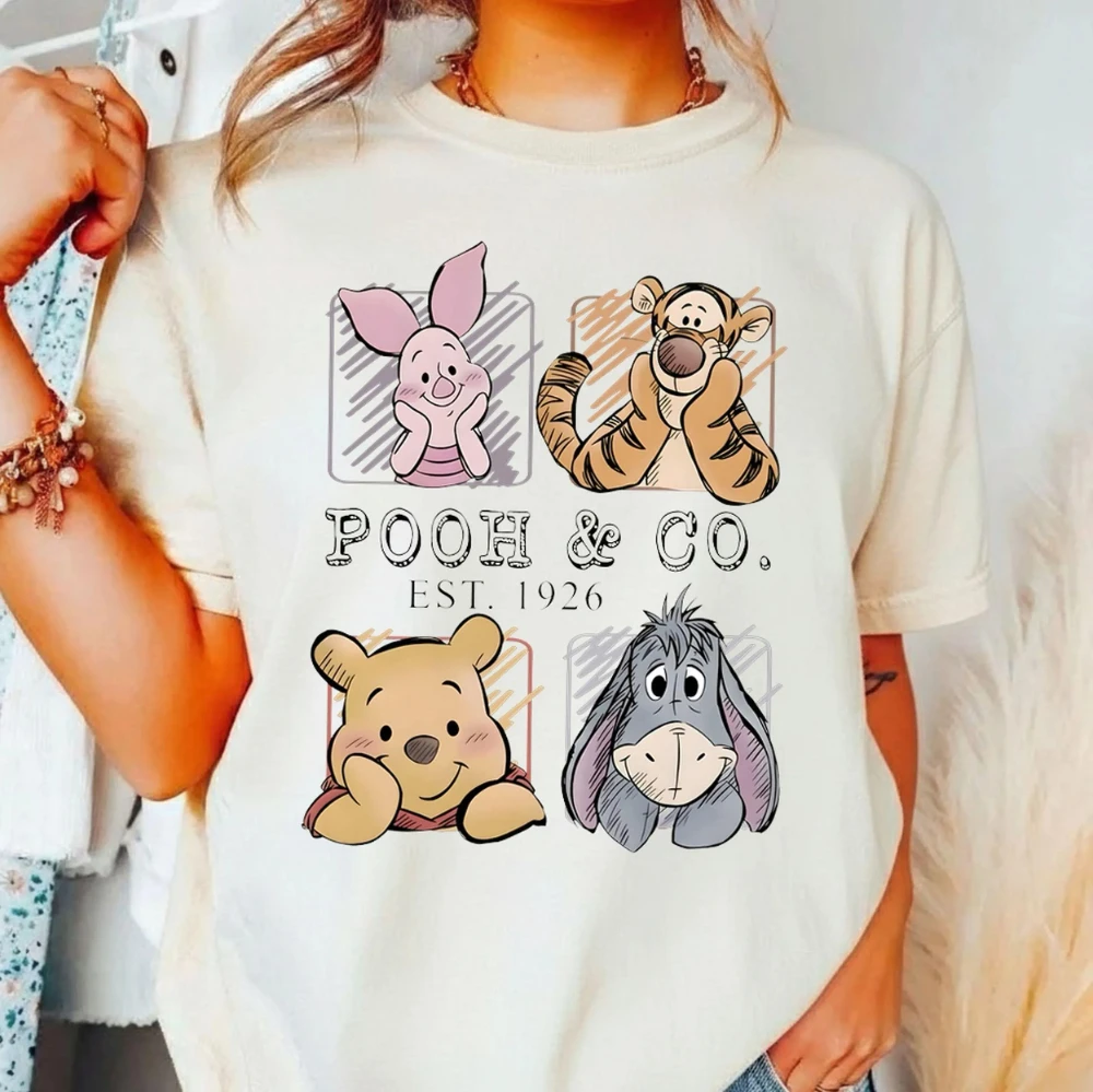 Retro-T-Shirt mit Winnie Puuh und seinen Freunden, T-Shirt der Winnie Puuh-Firma aus dem Jahr 1926, mit Motiven von Tigger, Ferkel und Eeyore, für Herren, Damen und Kinder. – Detail 3