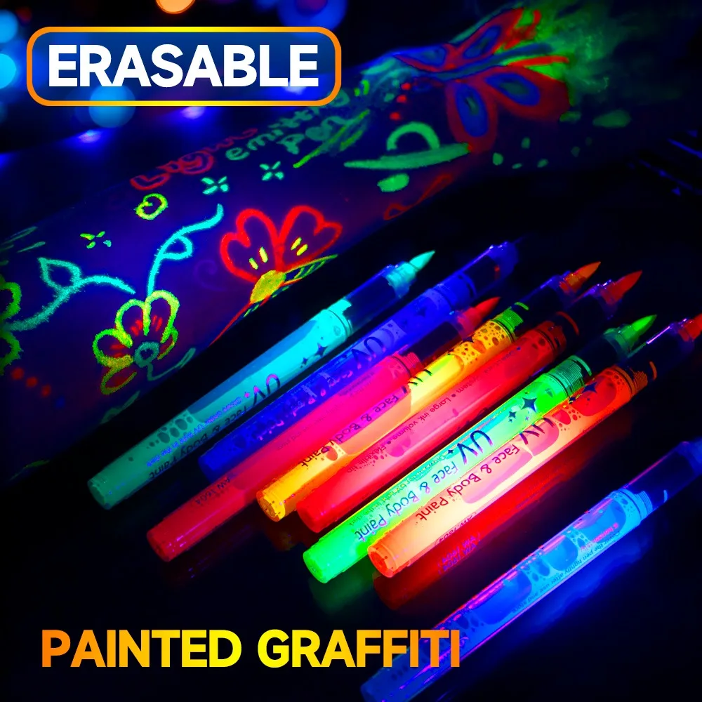 [painting pen] 8-color luminous glow pen | washable graffiti makeup, erasable holiday party atmosphere