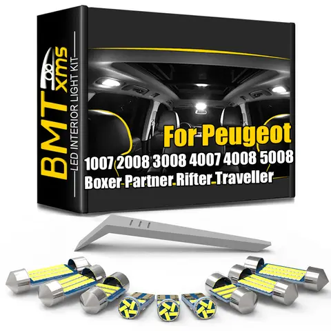 BMTxms Interior Lights For Peugeot 1007 2008 3008 4007 4008 5008 206+ Bipper Boxer Expert Partner RCZ Rifter Traveller 1996-2020