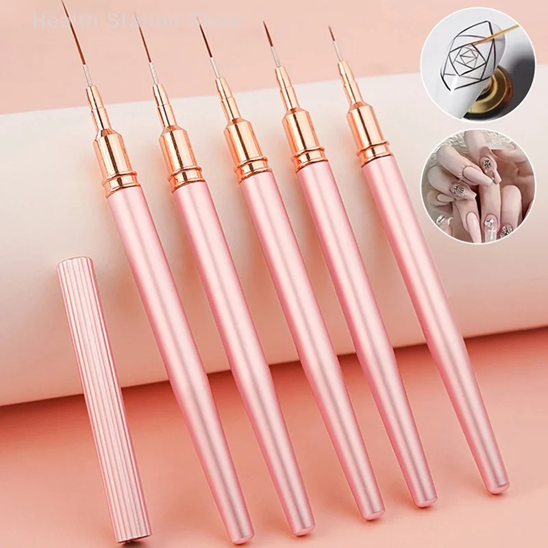 

1/5Pcs Nail Art Brush Liner Drawing Painting Pen UV Gel Nail Polish French Style Draw Paint Brushes Slim Line Drawing Pen