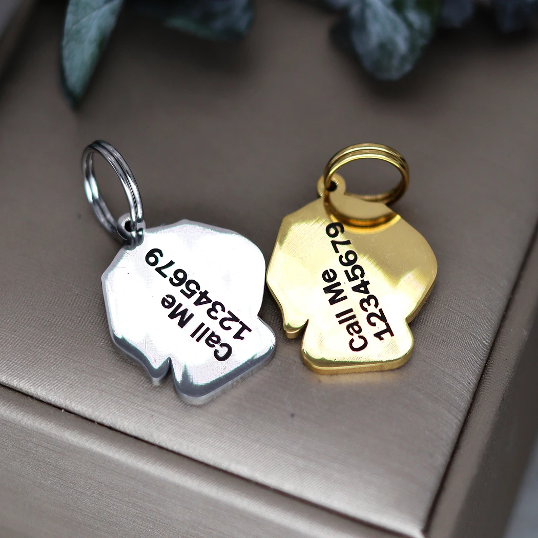 Stainless Steel Beagle Animal Dog ID Tag Name Phone Collar Custom Engraved Necklace Keychains