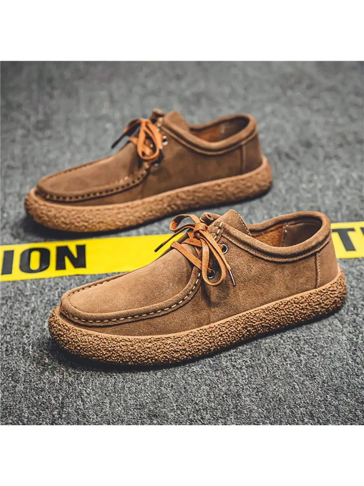 

Men's Fashion Casual Shoes Suede Leather Lace-up Platform Loafers Breathable Non-slip Comfortable Walking Driving Shoes for Men