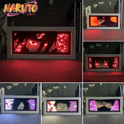 Naruto Anime LED Night Light Itachi Madara Sasuke Paper-cut Lamp Desktop Ornament Action Figures Ambient Lighting Bedside Lamp