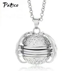 Women 925 Sterling Silver Magic 4 Photo Pendant Memory Floating Locket Album Box Necklaces Angel Wings Collares Collier Femme