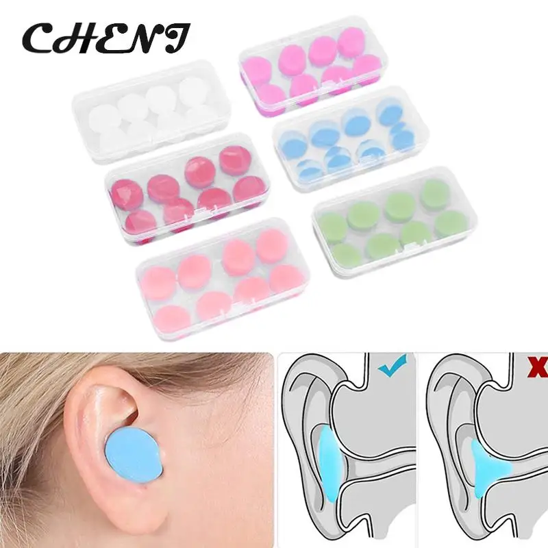 

8PCS/Box Silicone Ear Plugs Noise Reduction Sleep Anti Canceling Sound Insulation Earplug Protection Sleeping Reusable Ear Plugs