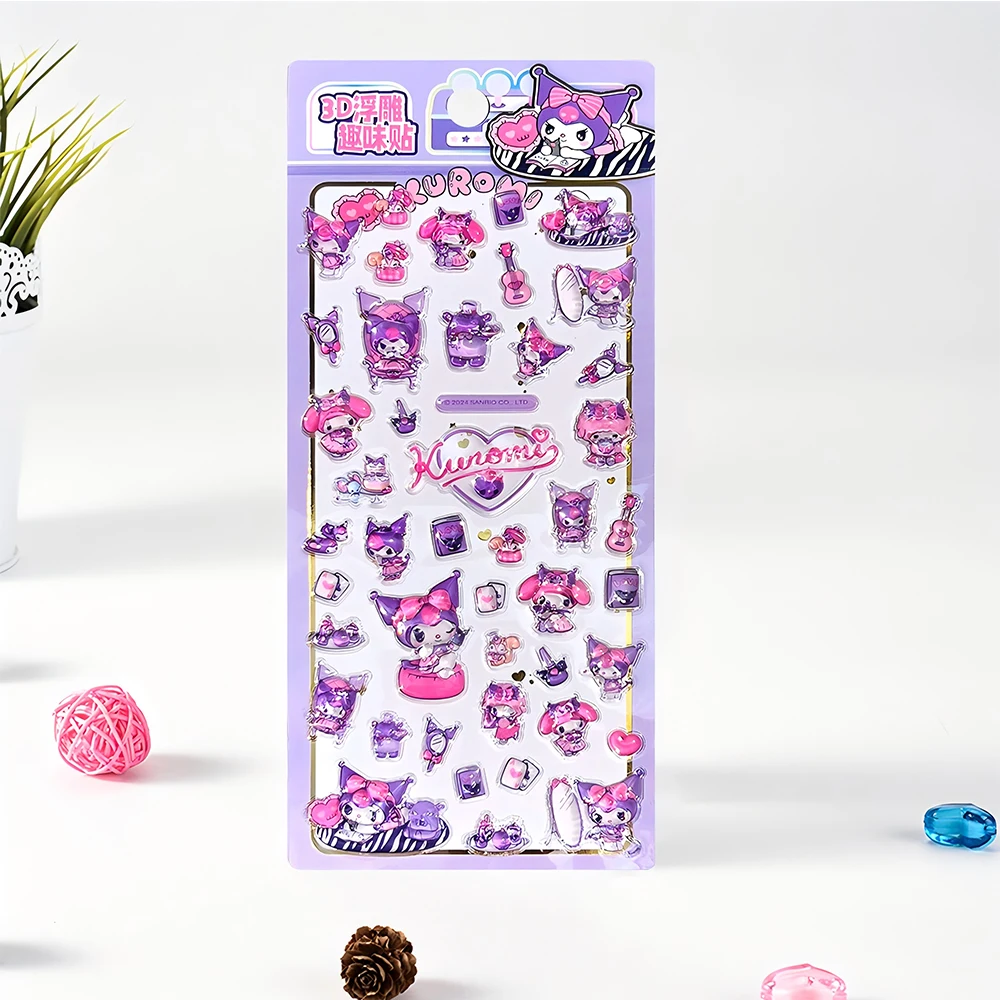 4 個アニメサンリオ 3D レリーフステッカー美的かわいい漫画クロミマイメロディクリスタルデカールおもちゃかわいい DIY 日記ラップトップ電話
