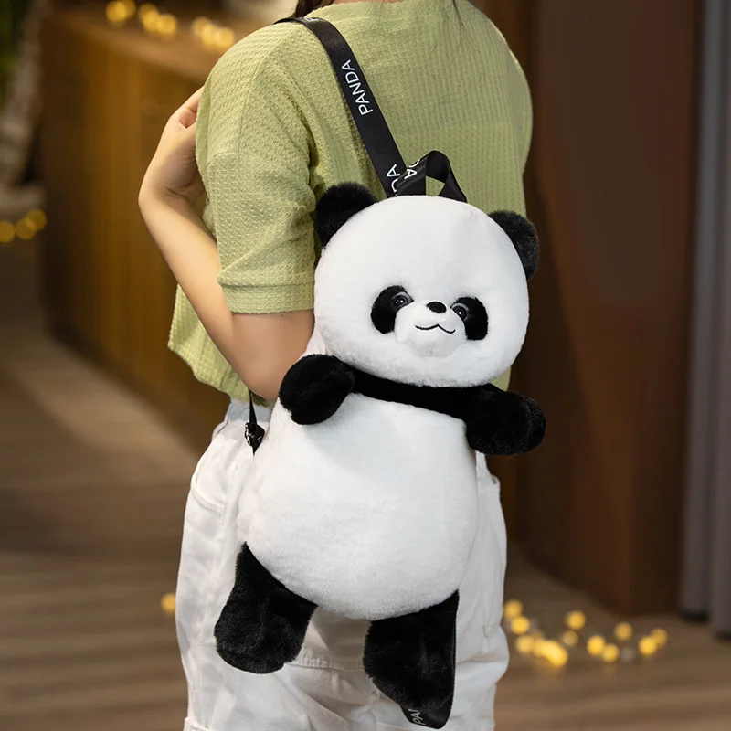 Panda Mochila de pelúcia para bebê Kawaii Animal Schoolbag, bonecas de pelúcia macia, presentes de aniversário e Natal de alta qualidade