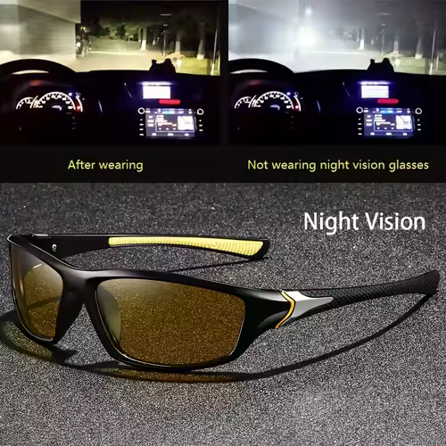 Square Yellow Night Vision Anti-Glare Goggles for Men Women Driving Fishing Beach Sunglasses UV Protection Polycarbonate Glasses - Image 10