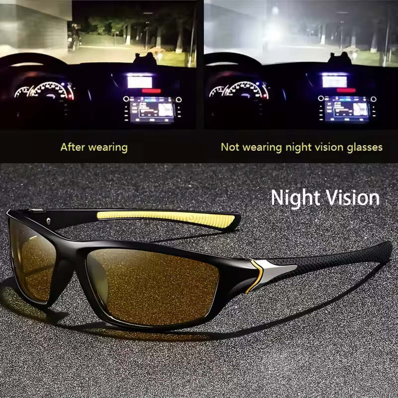 Square Yellow Night Vision Anti-Glare Goggles for Men Women Driving Fishing Beach Sunglasses UV Protection Polycarbonate Glasses - Image 10
