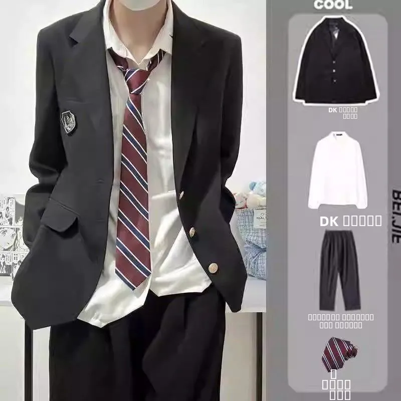 

Casual Sle Men's Suit High School Student Dk Jaet Jk orm School orm Japanese Sle Haome College Wind Suit Set