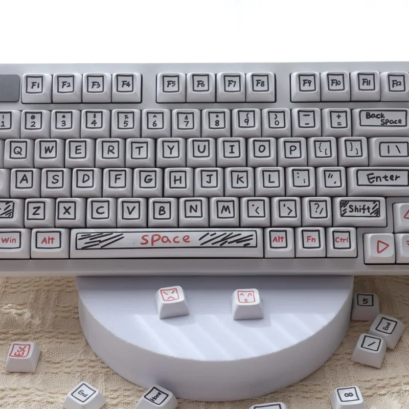 Hand-drawn graffiti wind 126 keys XDA height white mechanical keyboard keycaps PBT material 68 84 75 arrangement