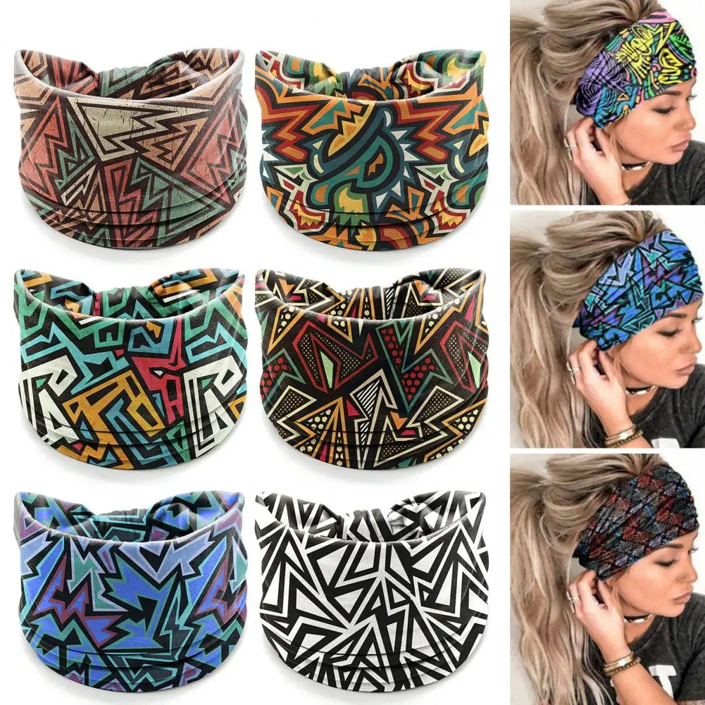 Brede Zweet Absorberende Sport Hoofdband Sneldrogende Rekbare Vrouwen Bohemia Stijl Geruit Patroon Yoga Headwrap Haaraccessoires