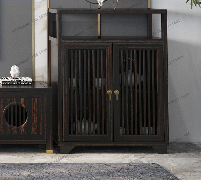 New Chinese style all-solid wood wine cabinet storage TV multi-layer display cabinet