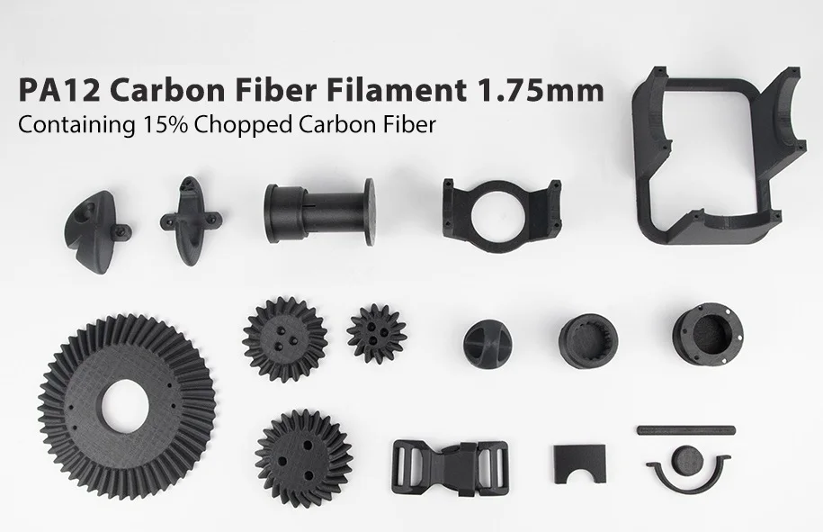 PA12-CF Nylon Filament 1.75mm Black 0.25kg, Low Moisture Sensitivity PA12-CF Carbon Fiber Nylon 1.75mm 3D Printing Filament - Image 5