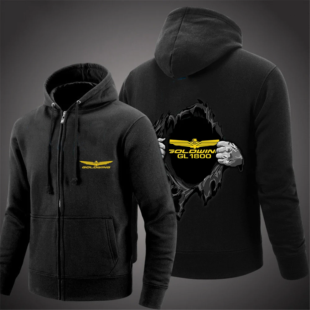 

2023 Spring And Autumn Men New Goldwing GL1800 GL1500 Motocycle Print Hooded Pullover Solid Color Comfortable Personality Hoodie