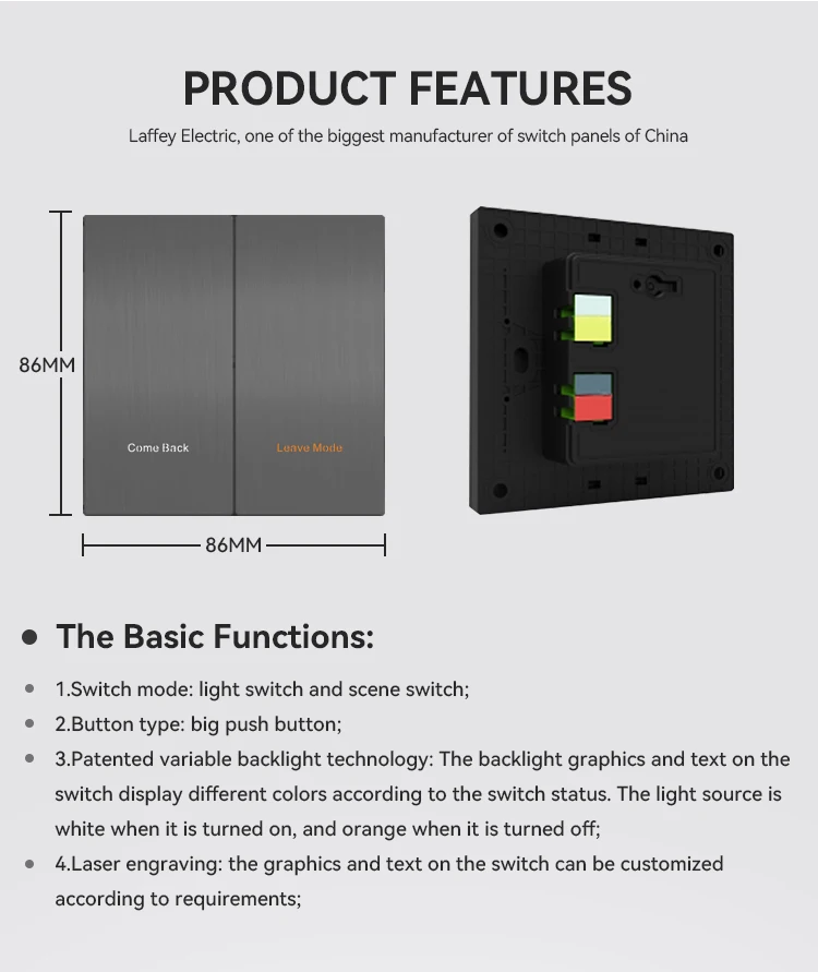 Factory Direct Sale KNX Associated Certificate 2/3/4/5 Conjoined Wireless Wall Switch For Controlling Lamp