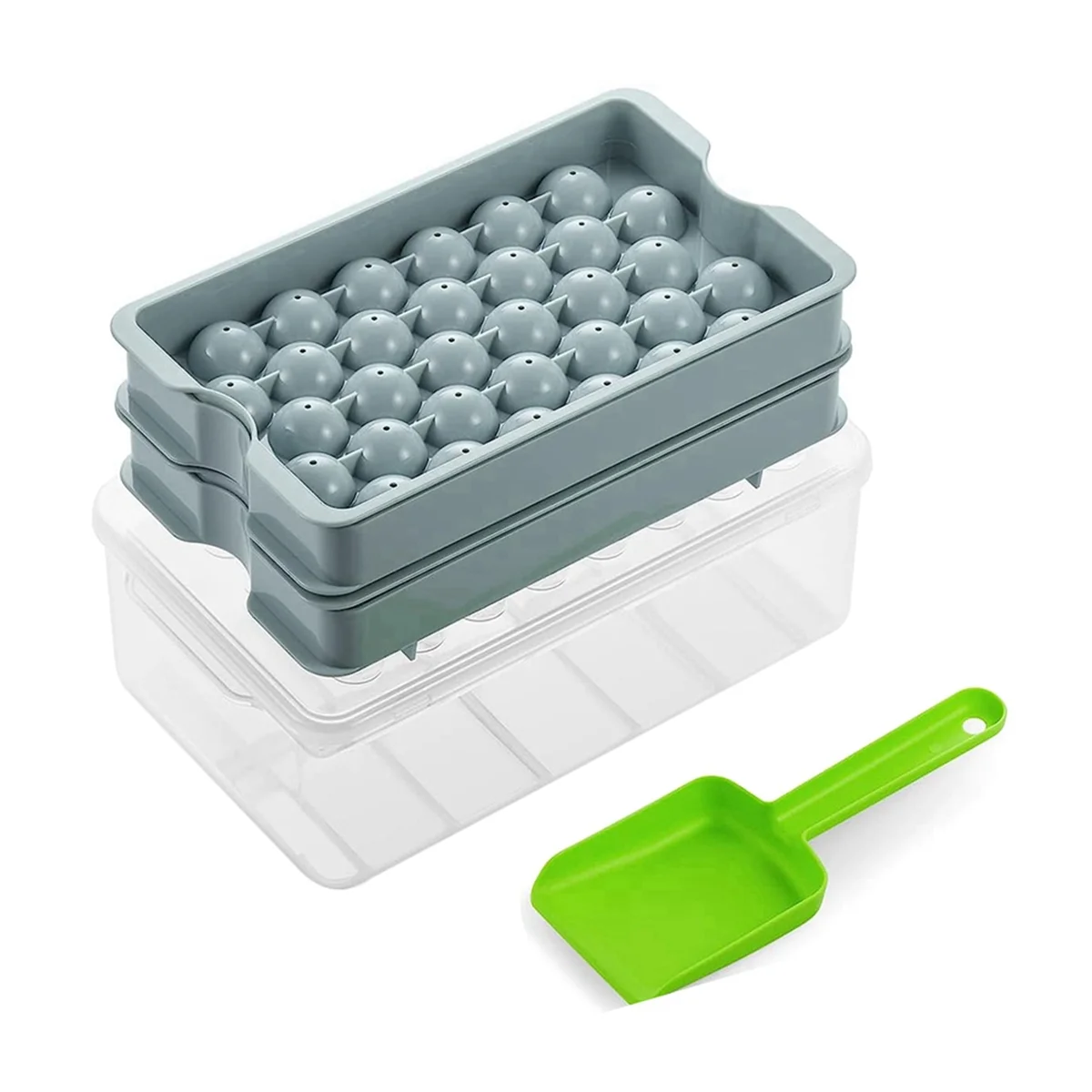 Mini Ice Cube Tray with Bin & Scoop, Ice Tray for Mini Fridge Freezer, Crushed Ice Tray for Chilling Drinks Coffee Juice