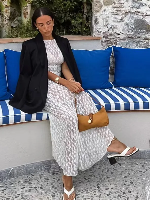 Falda playera Dr Vaion de encaje transparente, Sexy, cintura alta, corte en A, larga, redonda, Color puro, tela fina de verano