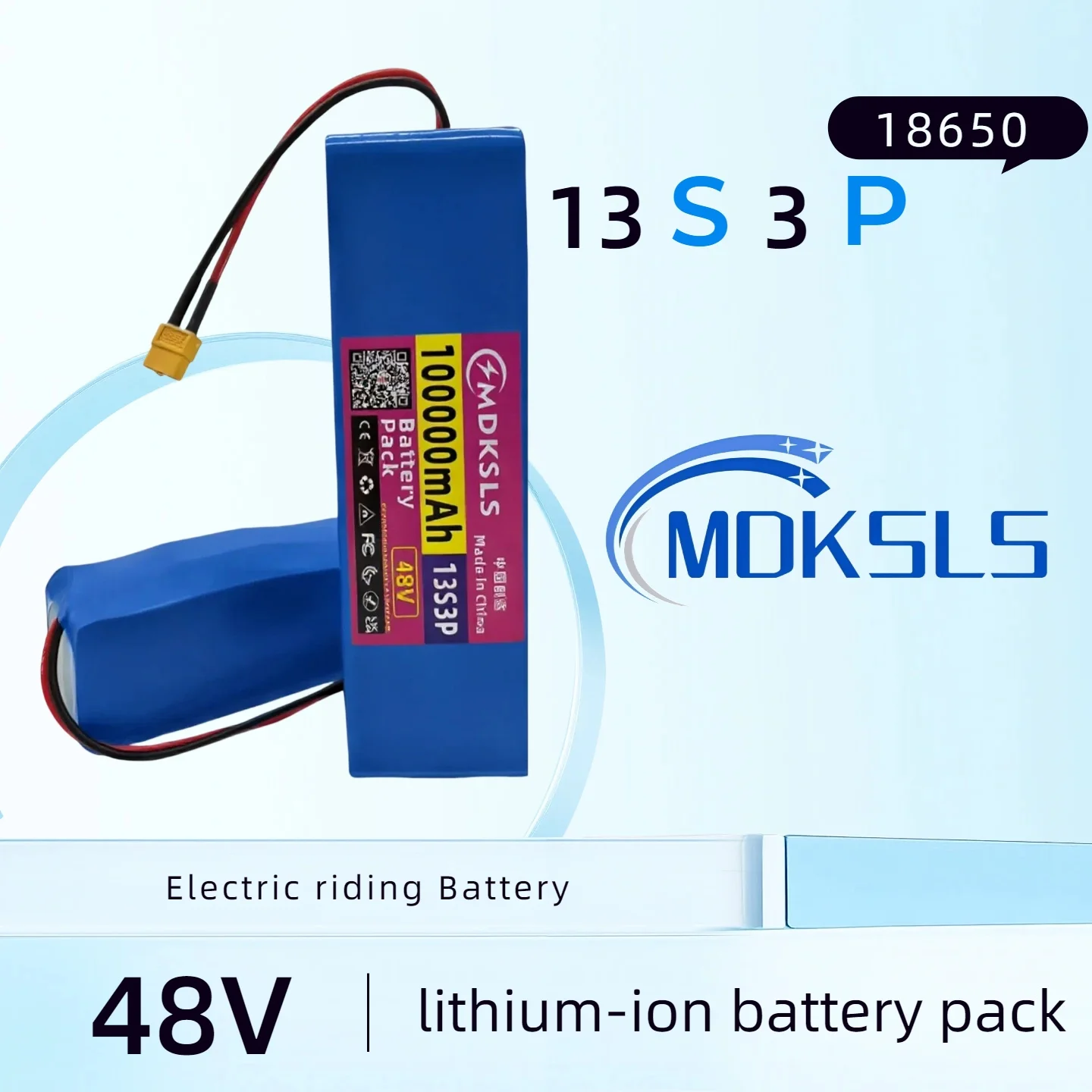 48V Battery 100Ah 13S3P XT60 DC 18650 Lithium Ion Battery Pack 20Ah for E-Bike Electric Motor 54.6V 500W with BMS Charger