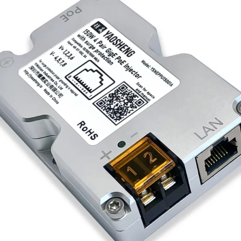 Инжектор PoE YAOSHENG 150 Вт для жилых помещений Starlink Dishy (конверсия Starlink 12 В, 24 В). 48-57В / 3А / 150Вт, серебристый Инжектор PoE YAOSHENG 150 Вт для жилых помещений Starlink Dishy (конверсия Starlink 12 В, 24 В). 48-57В / 3А / 150Вт, серебристый