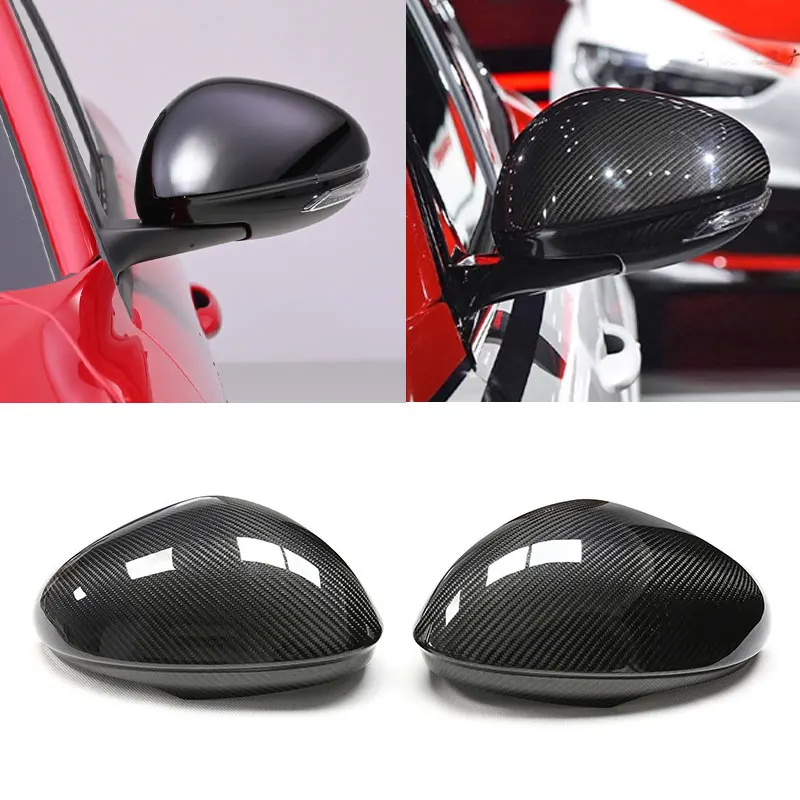 

For Alfa Romeo Giulia、Stelvio dry real carbon fiber exterior pasting Rear view mirror housing Automotive exterior decoration