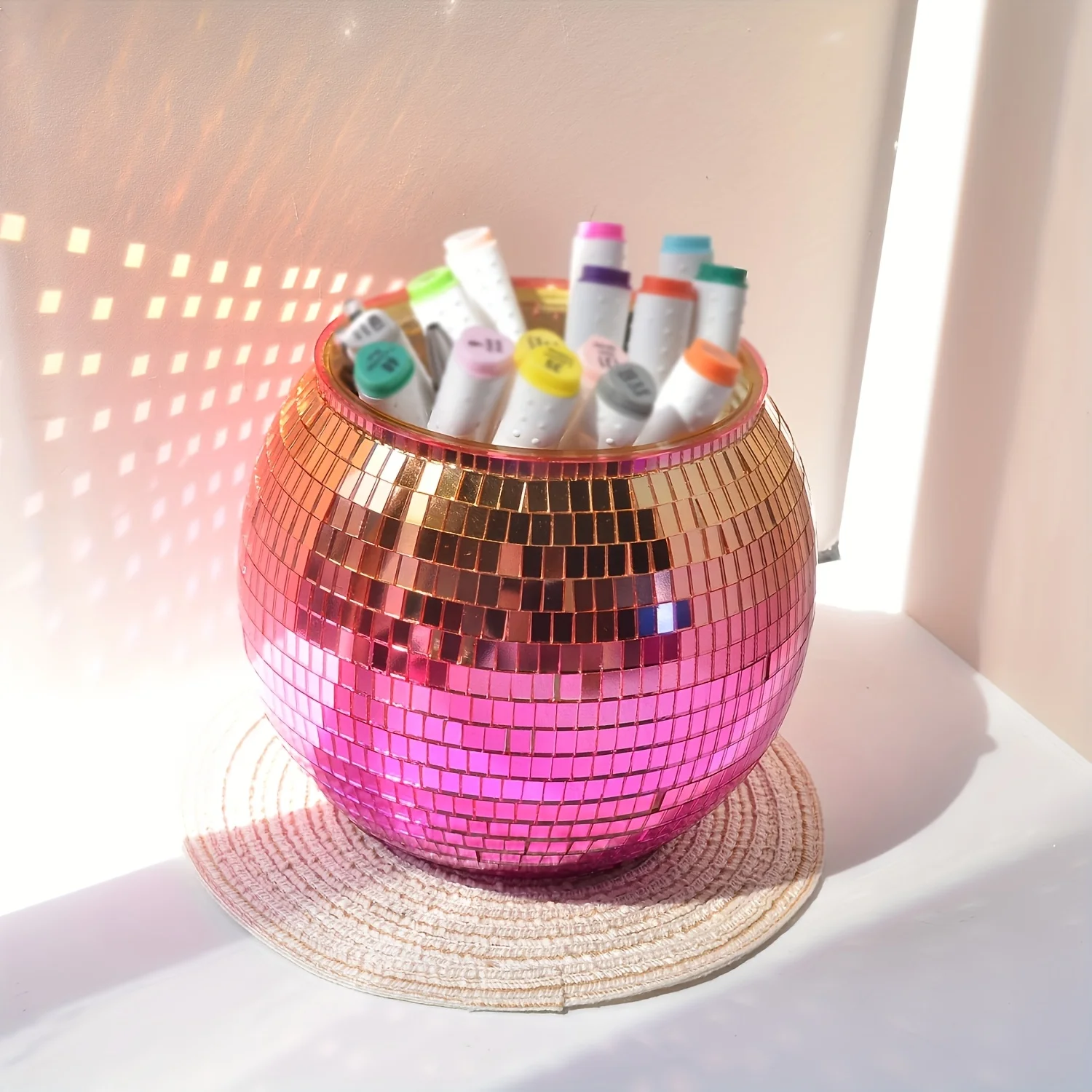 

Комбинированный набор зеркальных светоотражающих контейнеров для хранения, креативные блестящие декоративные емкости, разноцветные варианты, розовый, синий, градиентные цвета