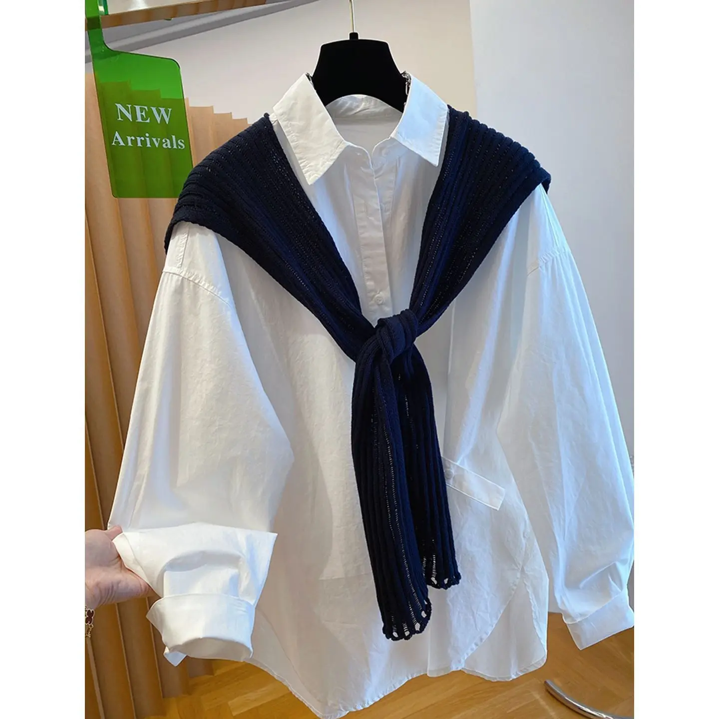 

Women's Knitted awl Long Sve irt Autumn Winter New Gentle Sle Two-Piece Set Outer Cardigan Top Breathable Cotton Kor...