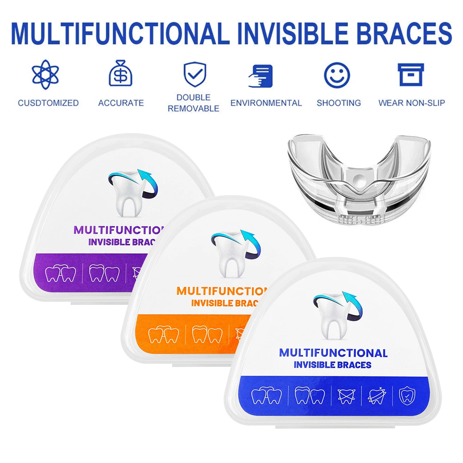 JOLANT Dental 3 Stages Dental Braces Teeth Trainer Alignment Mouthpiece Tooth Orthodontic Brace Straightener For Adults