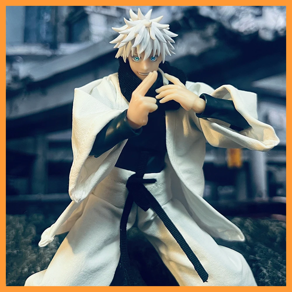 shf 1/12 Scale Jujutsu Kaisen Gojo Satoru Clothes Set White Coat Lantern Pants with Scarf for 6