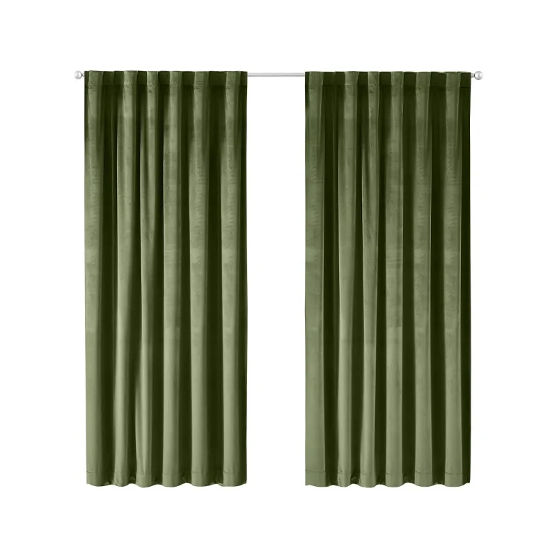 

NEW Dutch Velvet Solid 100% Blackout Curtain Panel, Green, 52" W x 84" L