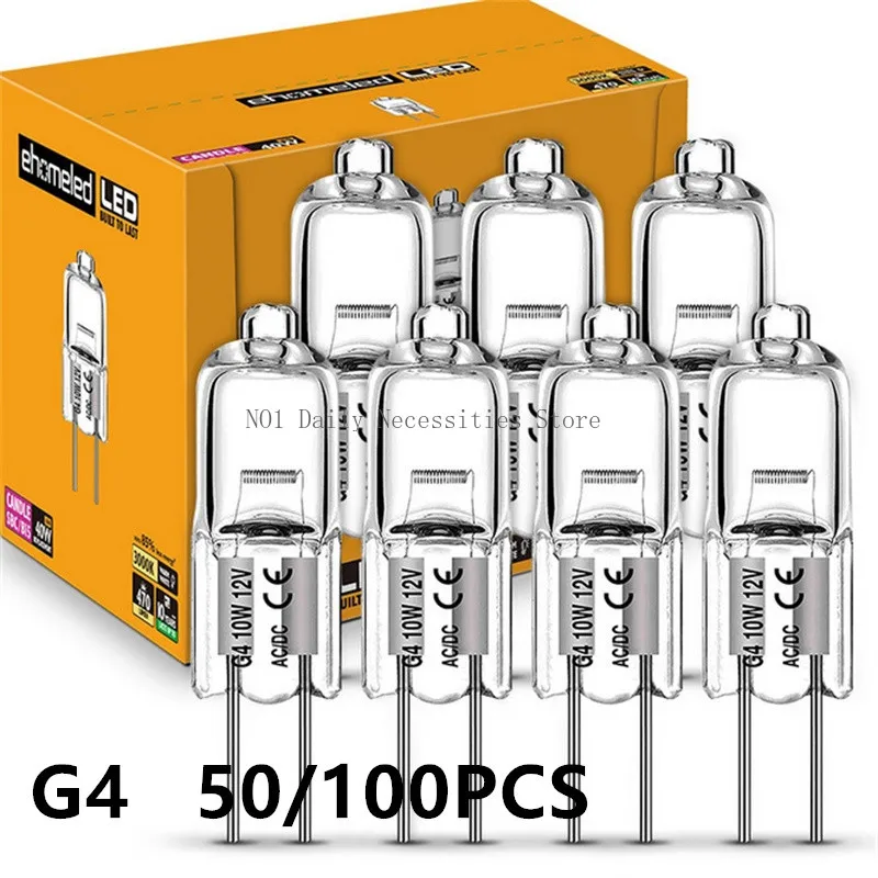 50/100PCS G4 12V Eco Halogen Light Bulbs 10W 20W 50W Capsule LED Lamp with Inserted Beads Crystal Finish for Wholesale 2-Pack