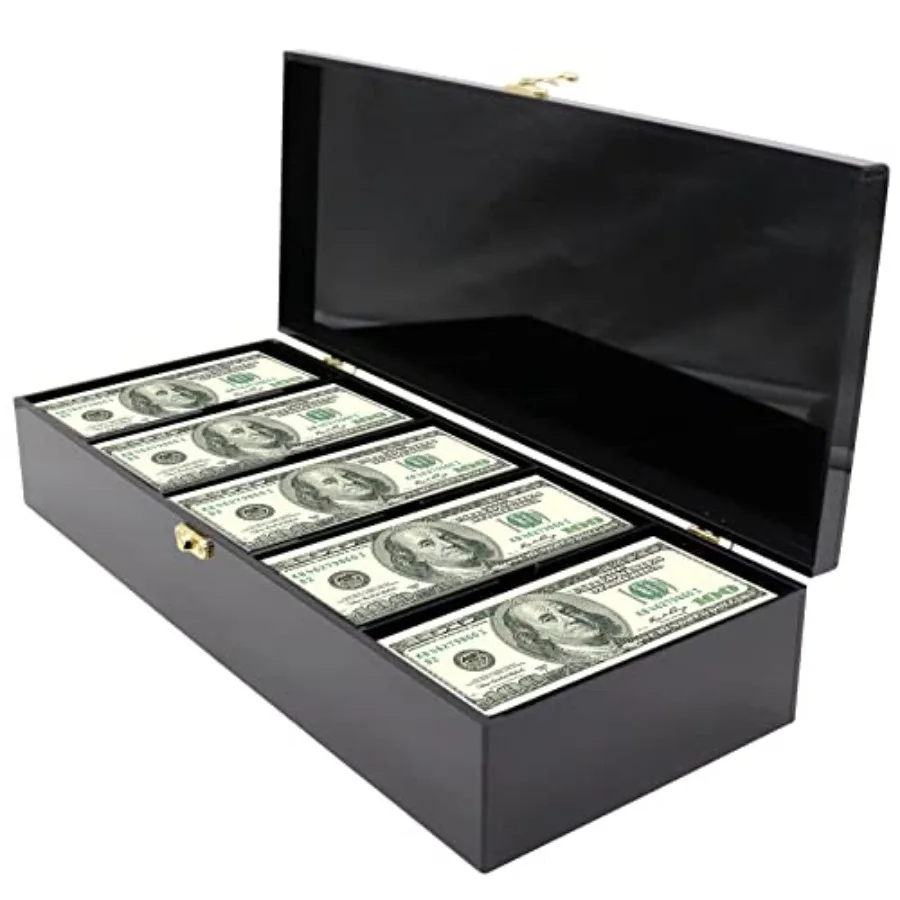 

Black Acrylic Lockable Currency Tray 5 Compartment Money Organizer for Cash Cash Organizer Money Storage Box with Lockable Cove
