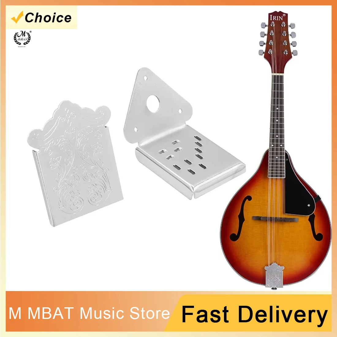 Mandoline Metalen Brancard Plaat Zilver Mandoline Staartstuk Brug Verchroomd Sigarenkistje Gitaar Staartstuk