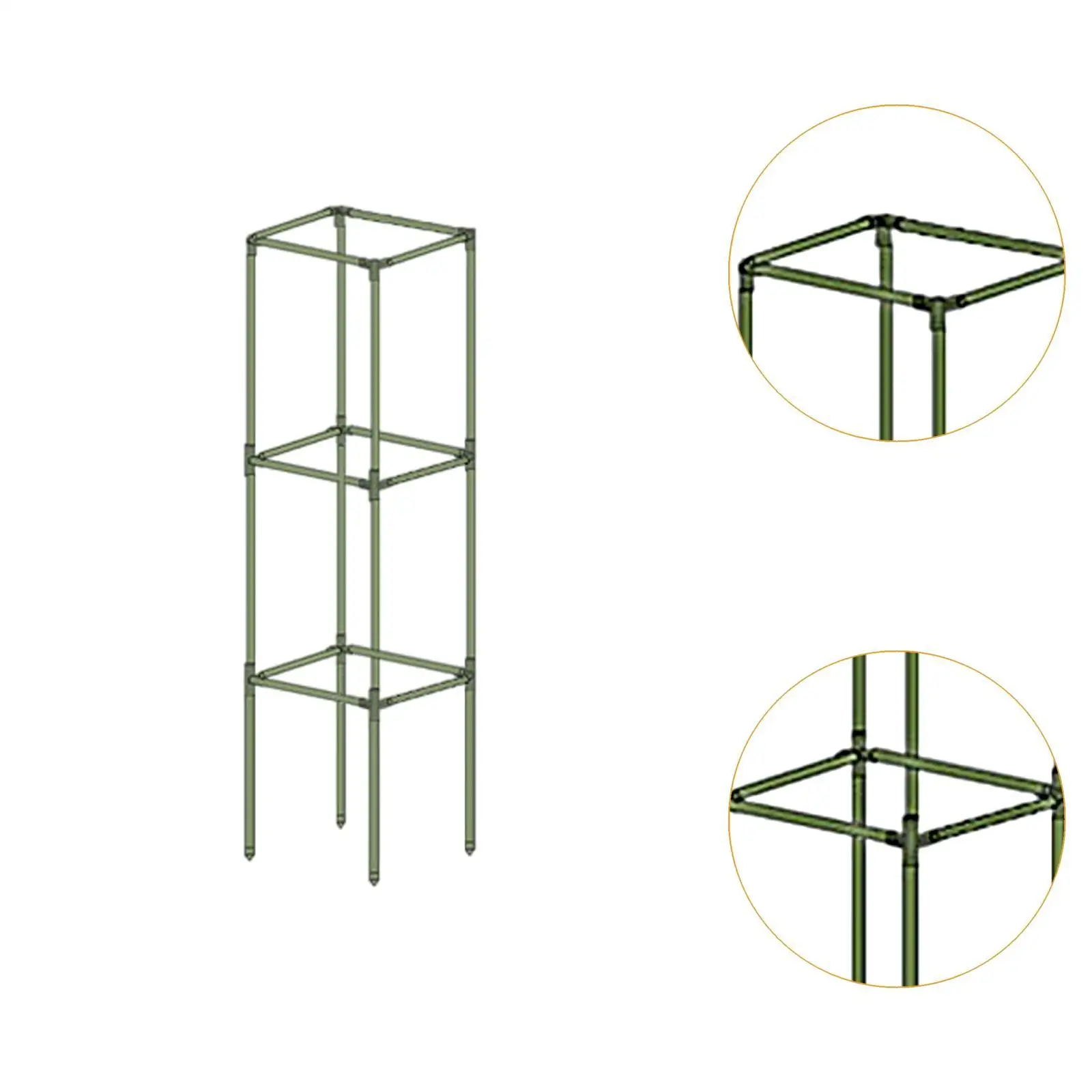 Jaulas cuadradas para tomates, estantes trepadores para plantas, pimientos, uvas y flores, 3 piezas