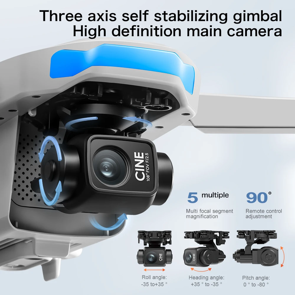 2025 NUEVO S-X1 Mini Drone con Pantalla Grande 3 Ejes Gimbal Anti-vibración Aéreo Brushless Drones 5G GPS 8K HD Cámara EIS RC Quadcopter