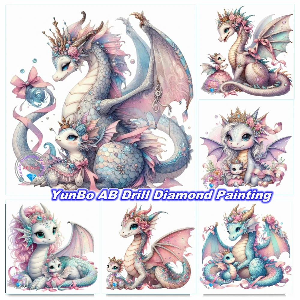 

Cartoon-Dragon and Little Girl 5D DIY AB Diamond Painting Mosaic Cross Stitch Kit Rhinestones Craft Home Decor Mother's Day Gift