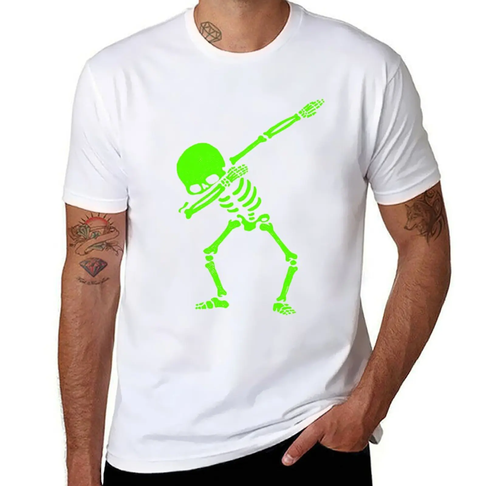 

Dabbing Skeleton Green T-Shirt anime tshirt t shirt for man cotton t shirts high quality T-Shirt