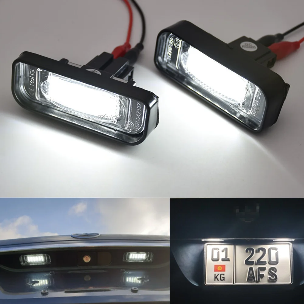 Für Mercedes Benz W220 S-Klasse S320 S350 S500 S55 S600 S65 1999 2000-2005 6500K Superweiß 2 Stück LED-Kennzeichenbeleuchtung