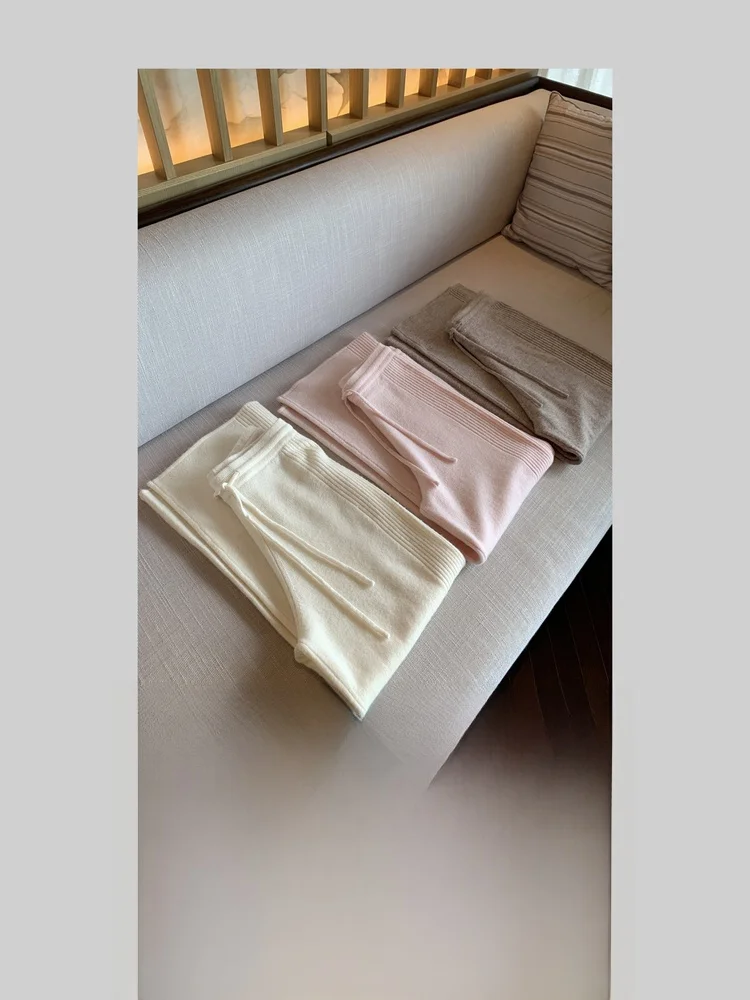 

Poet Wong Full Wool【Quiet Luxury】Versatile Knitted Loose Fit Straight Leg Pants Ladies Casual Trousers 00% Wool