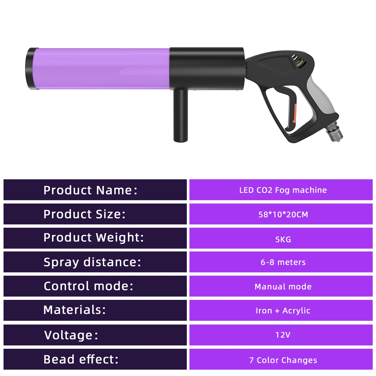 Yiflamefly 1/2Pcs LED RGB Atmosphere Props Smoke Gun Dry Ice Gun Carbon Dioxide Column Gun For Bar Wedding Business Show Party