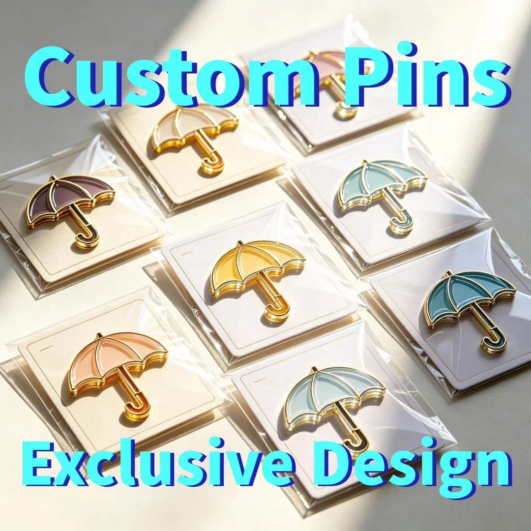 Custom Personalized Enamel Pins Pastel Umbrella Lapel Pin Gold Outline Cute Rain Weather Collar Bag Decor Jewelry Gift