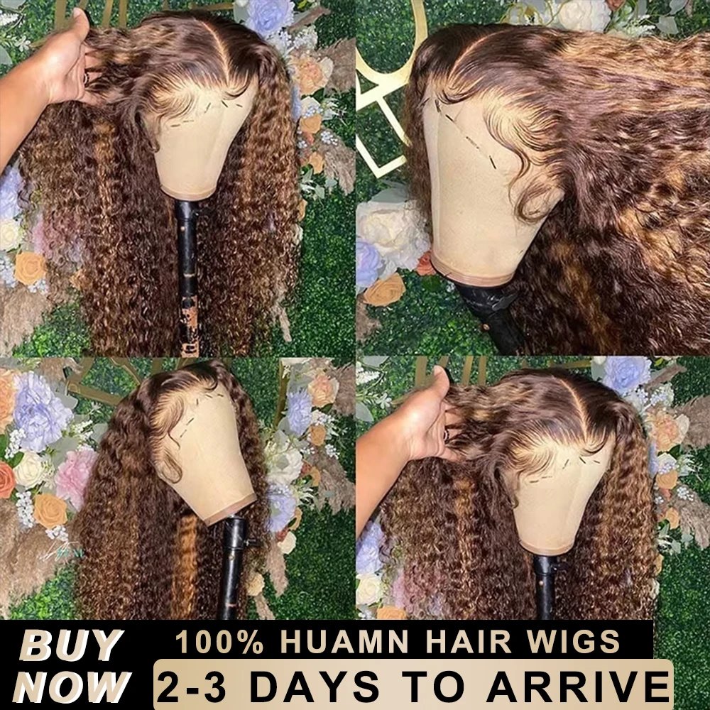 

13x6 Highlight Ombre Lace Front Wig 250% Colored Curly Human Hair Wigs Pre Plucked Raw 30 40 Inch HD Deep Wave Lace Frontal Wig