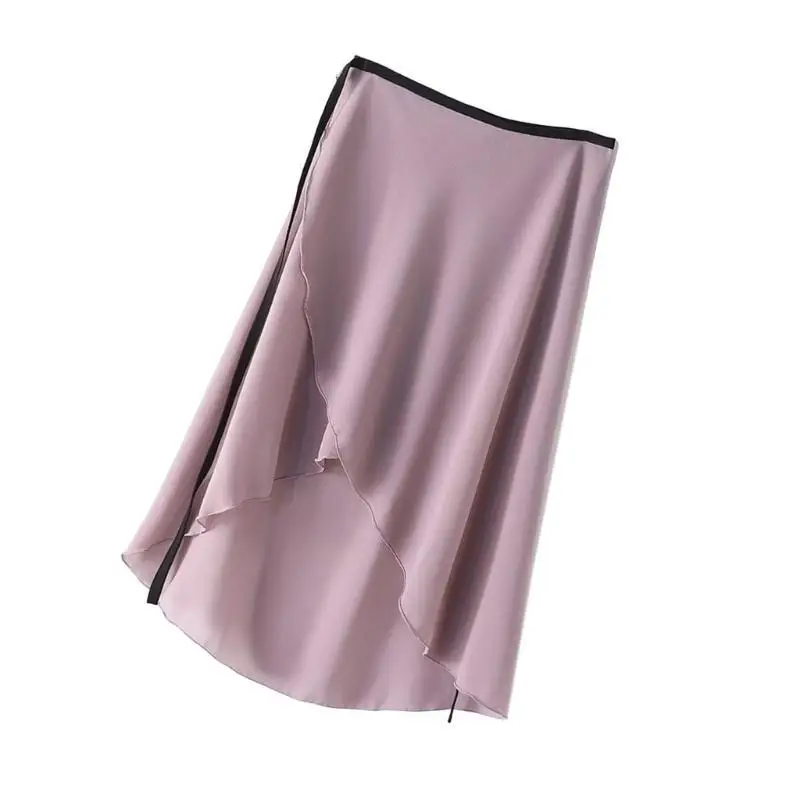 652F Women's Elegant A Line Ballet Long Wrap Skirt Adjustable Waist for Dance and Gymnastics High Low Asymmetrical Over Scarf