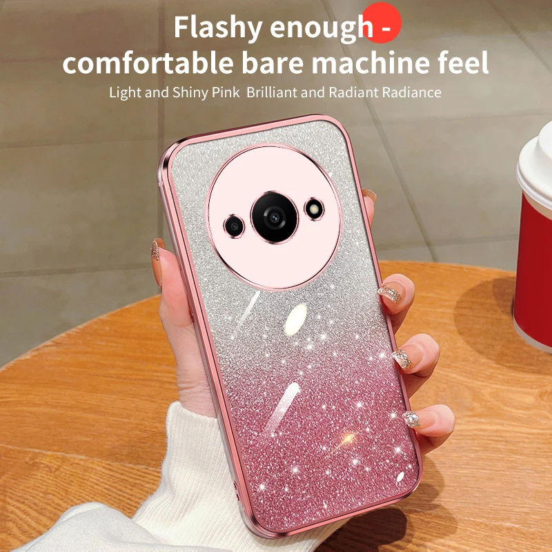 6D Plating Glitter Case for Xiaomi Redmi A3 Luxury Soft Silicone Protection Full Camera Cute Phone Cover XiaomiRedmiA3 Coque