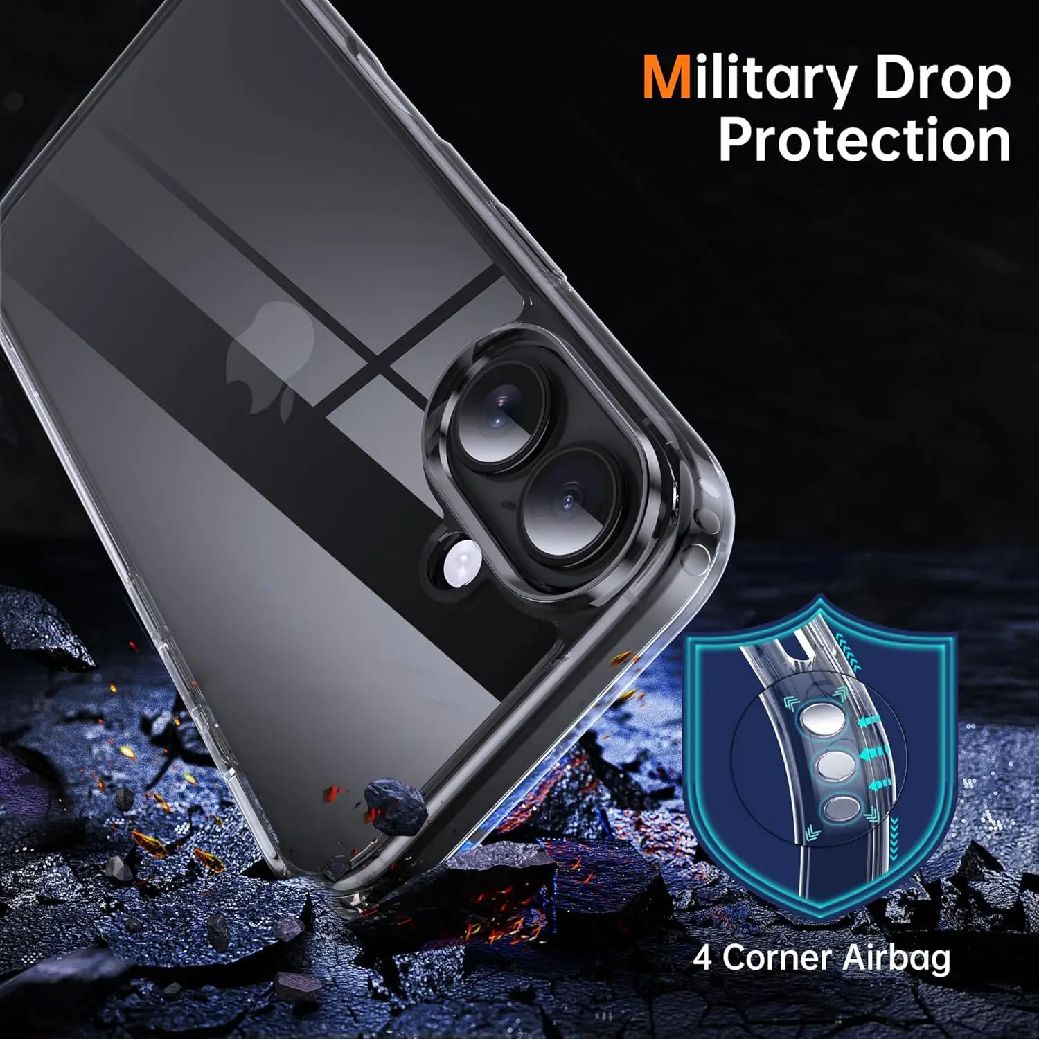 Shockproof Bumper Clear Case Hardness Shell Covers for IPhone17 Air 17Pro Max PC+TPU Cover for IPhone17 17Pro Hardness Shell